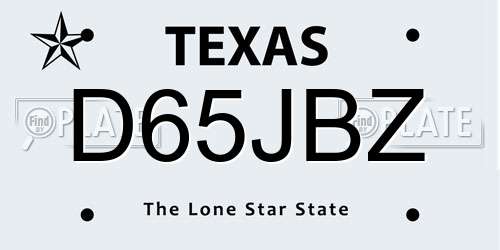 D65JBZ Texas License Plate