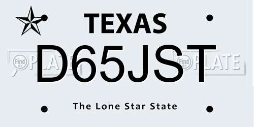 D65JST Texas License Plate