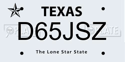 D65JSZ Texas License Plate