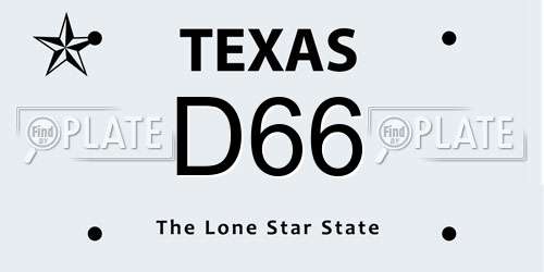 D66 Texas License Plate