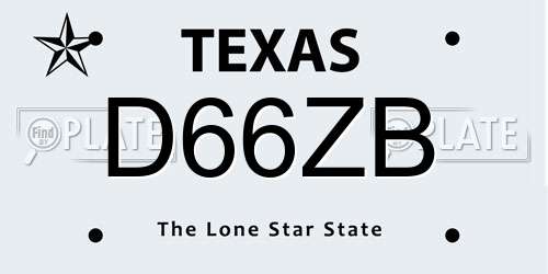 D66ZB Texas License Plate