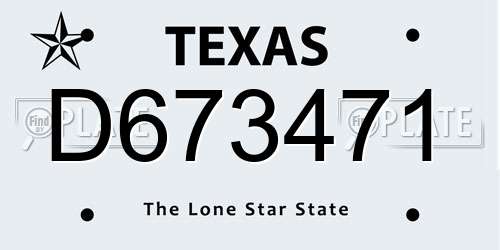 D673471 Texas License Plate