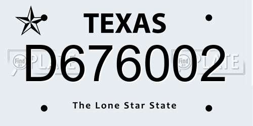 D676002 Texas License Plate