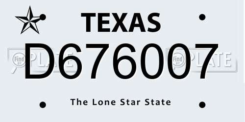 D676007 Texas License Plate