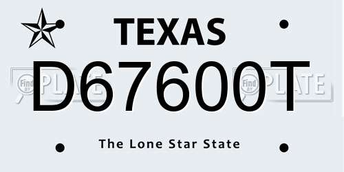 D67600T Texas License Plate