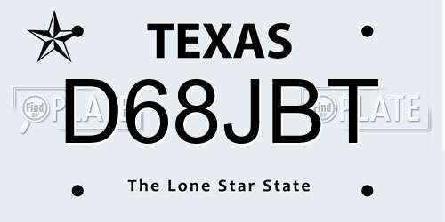 D68JBT Texas License Plate