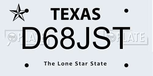 D68JST Texas License Plate