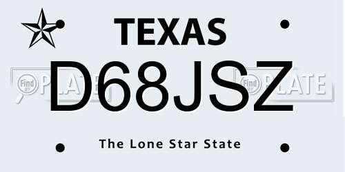 D68JSZ Texas License Plate