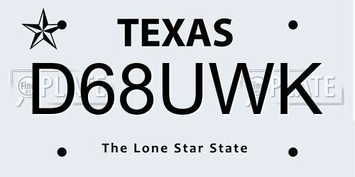 D68UWK Texas License Plate