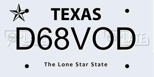 D68VOD Texas License Plate
