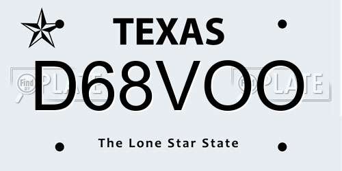 D68VOO Texas License Plate