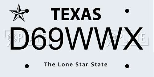 D69WWX Texas License Plate