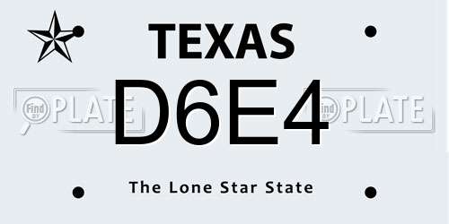 D6E4 Texas License Plate