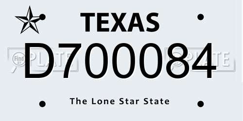 D700084 Texas License Plate