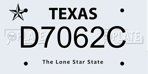 D7062C Texas License Plate