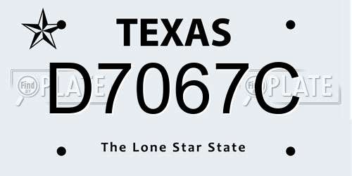 D7067C Texas License Plate