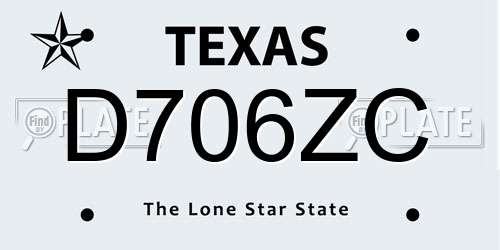 D706ZC Texas License Plate