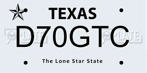 D70GTC Texas License Plate