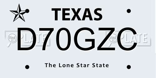 D70GZC Texas License Plate