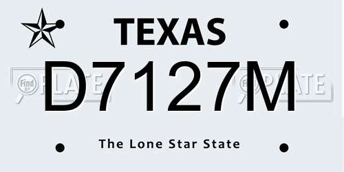 D7127M Texas License Plate