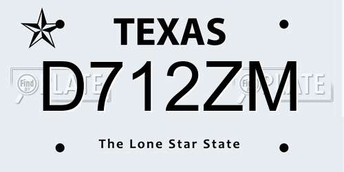 D712ZM Texas License Plate