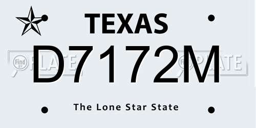 D7172M Texas License Plate