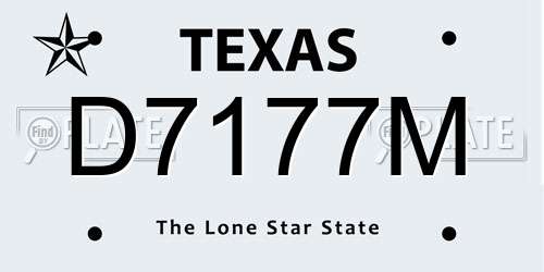 D7177M Texas License Plate