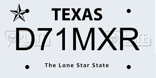 D71MXR Texas License Plate