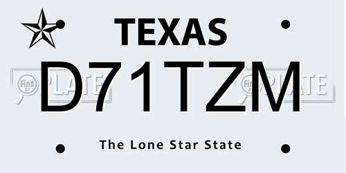 D71TZM Texas License Plate