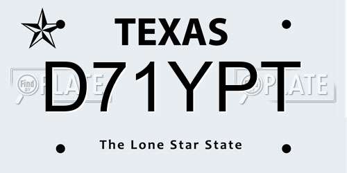 D71YPT Texas License Plate
