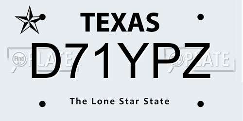 D71YPZ Texas License Plate
