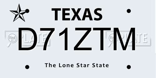 D71ZTM Texas License Plate