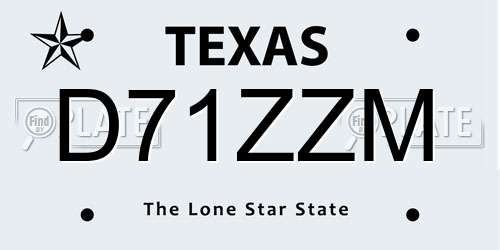 D71ZZM Texas License Plate
