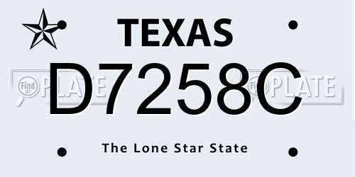 D7258C Texas License Plate