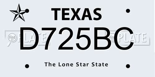D725BC Texas License Plate