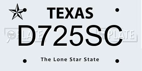 D725SC Texas License Plate