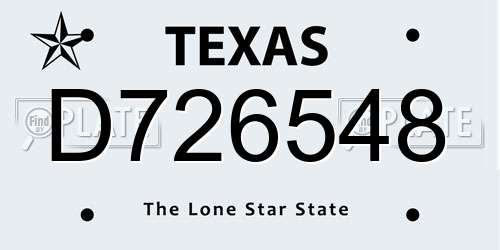 D726548 Texas License Plate