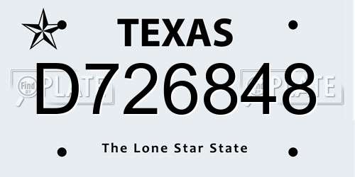 D726848 Texas License Plate