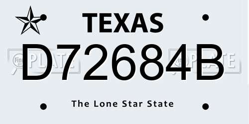 D72684B Texas License Plate