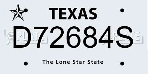 D72684S Texas License Plate