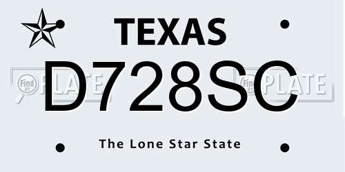 D728SC Texas License Plate