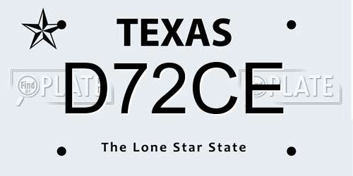 D72CE Texas License Plate