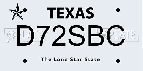 D72SBC Texas License Plate