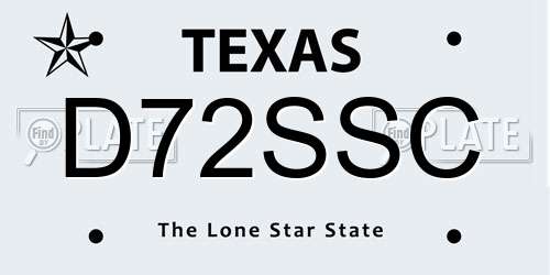 D72SSC Texas License Plate