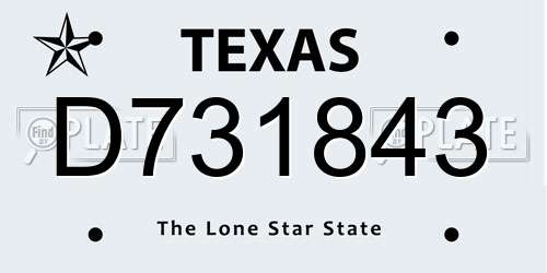 D731843 Texas License Plate