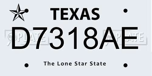 D7318AE Texas License Plate