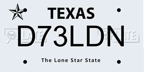 D73LDN Texas License Plate