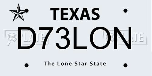 D73LON Texas License Plate