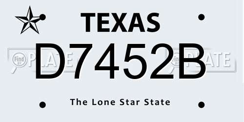 D7452B Texas License Plate