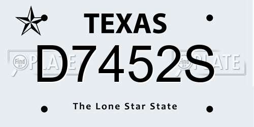 D7452S Texas License Plate